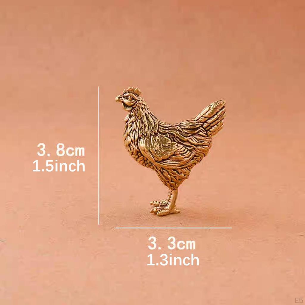 Brass Chicken Figurine Pet Animal Tabletop Decor for Bathroom