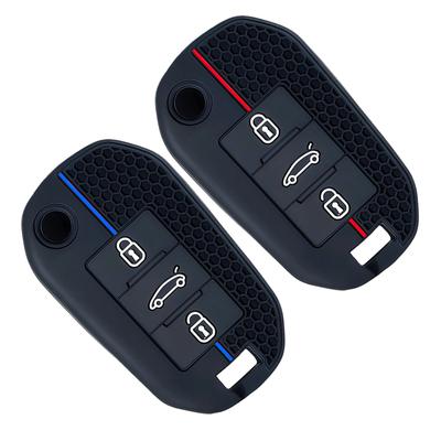 Anillo de Cadena para Llave de Coche de Silicona de 3 Botones Funda Carcasa Soporte Para Peugeot 208 301 308 508 5008 3008 Citroen C5 C4 2010 2026 2026