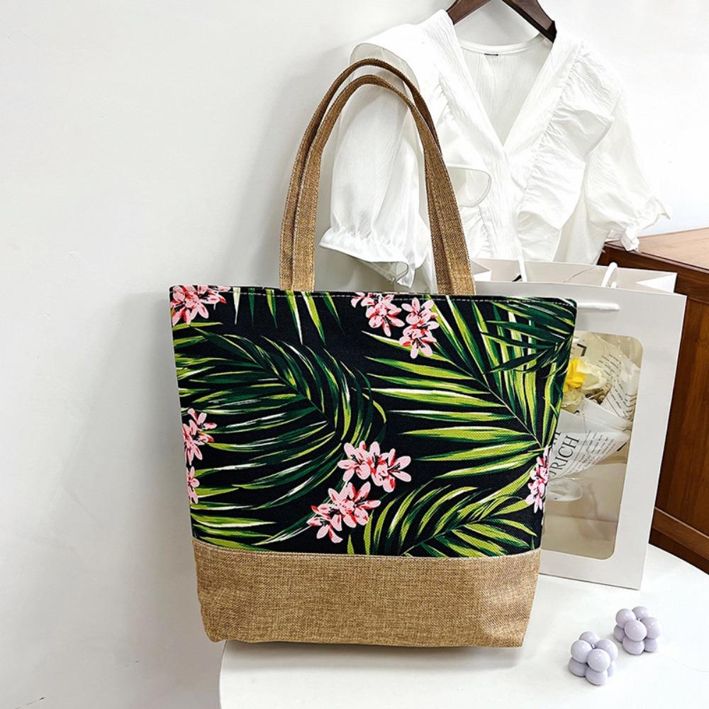 Simple Design Canvas Cross Body Bag Large Capacity Durable Shoulder Bag Stylish Beach Bag Casual Use