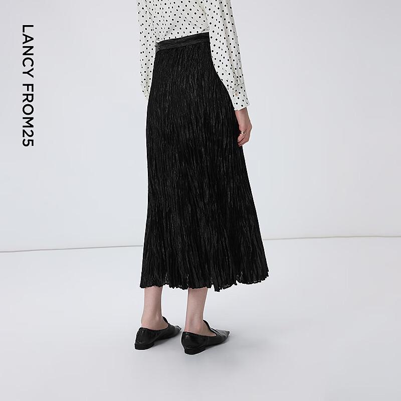 Langzi Artist Collaboration Pleated Textured A-line Midi Skirt