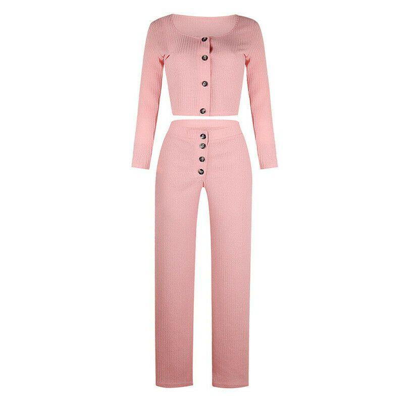 Stylish Women Tracksuit Cropped Top And Pants Set Comfortable Loungewear Collection Size 6-18