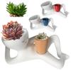 Relaxing Person Holding Pot Planter with Drainage Hole Kinky Planter Ornament Resin Funny Succulent Pot Home Office Decor