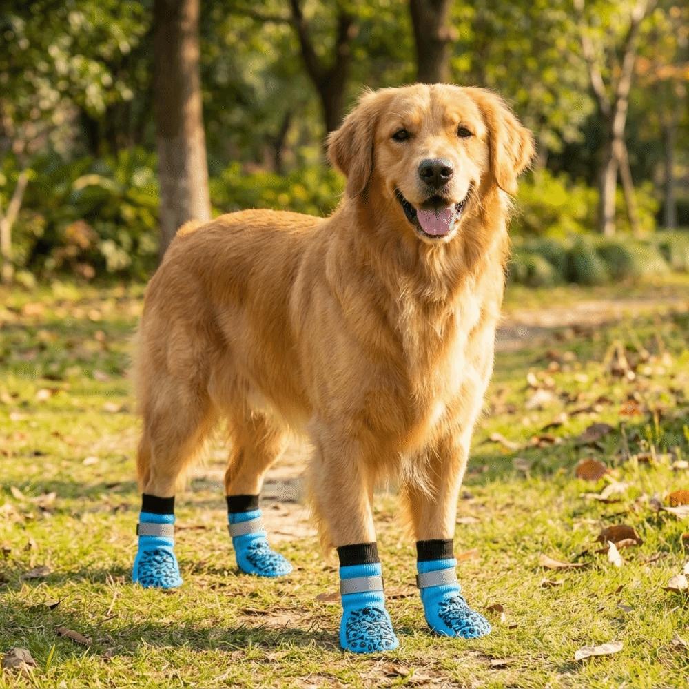 Adjustable Anti-Slip Dog Socks Anti Licking Soft Dog Foot Covers Reflective Wear Resistant Dog Paw Protectors Floor Protection