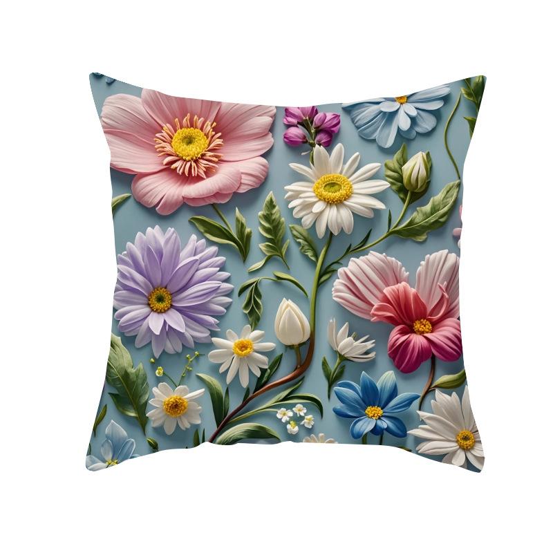 New Decorative Pillowcase 3D Three-dimensional Effect Floral Pillowcase Sofa Cushion Cover Digital Printing