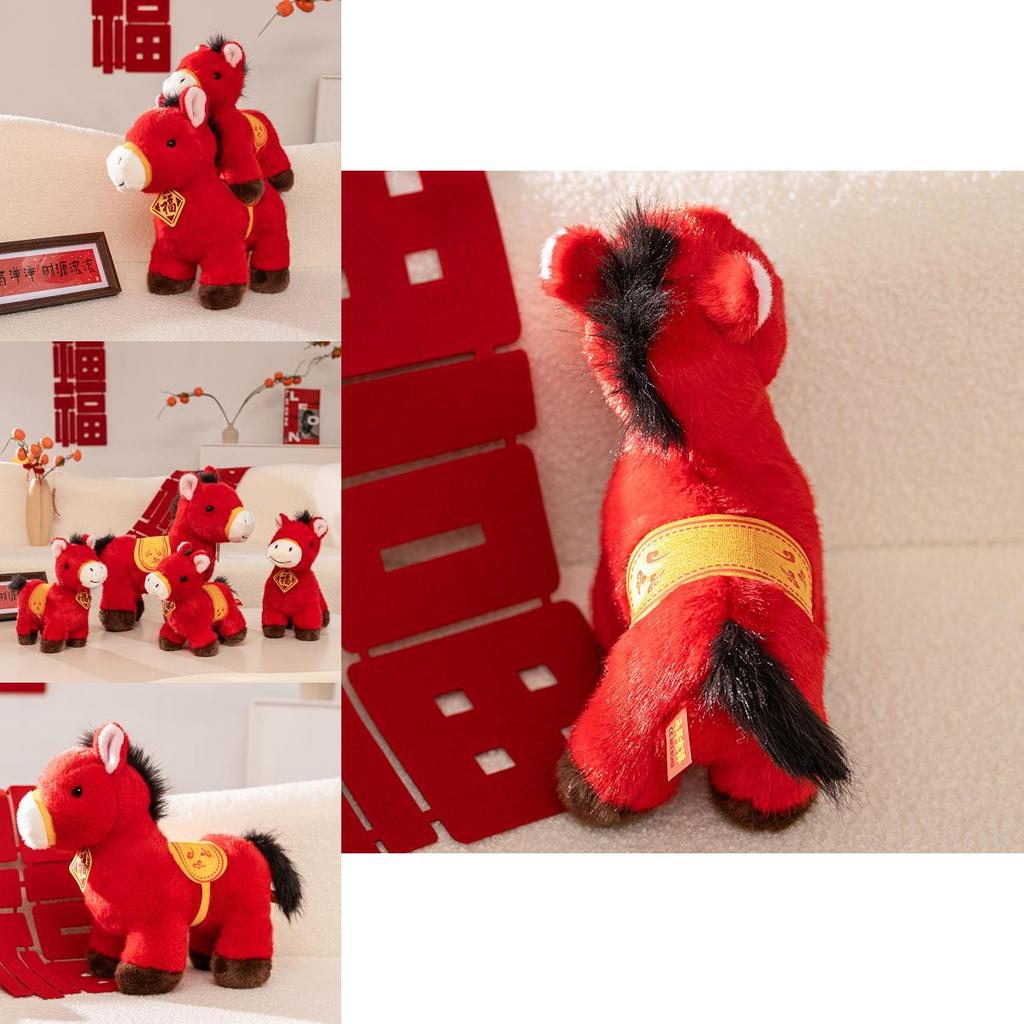 Traditional Horse Plush Toy With Pp Cotton Filling For Lunar New Year Gift And Celebration