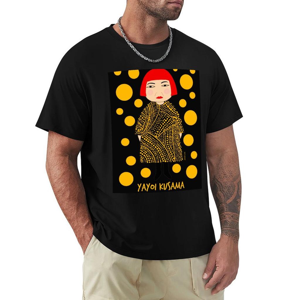 Yellow Dots Yayoi Kusama Inspired T-Shirt Anime Tshirt Basketball Graphic Tees T Shirt Men