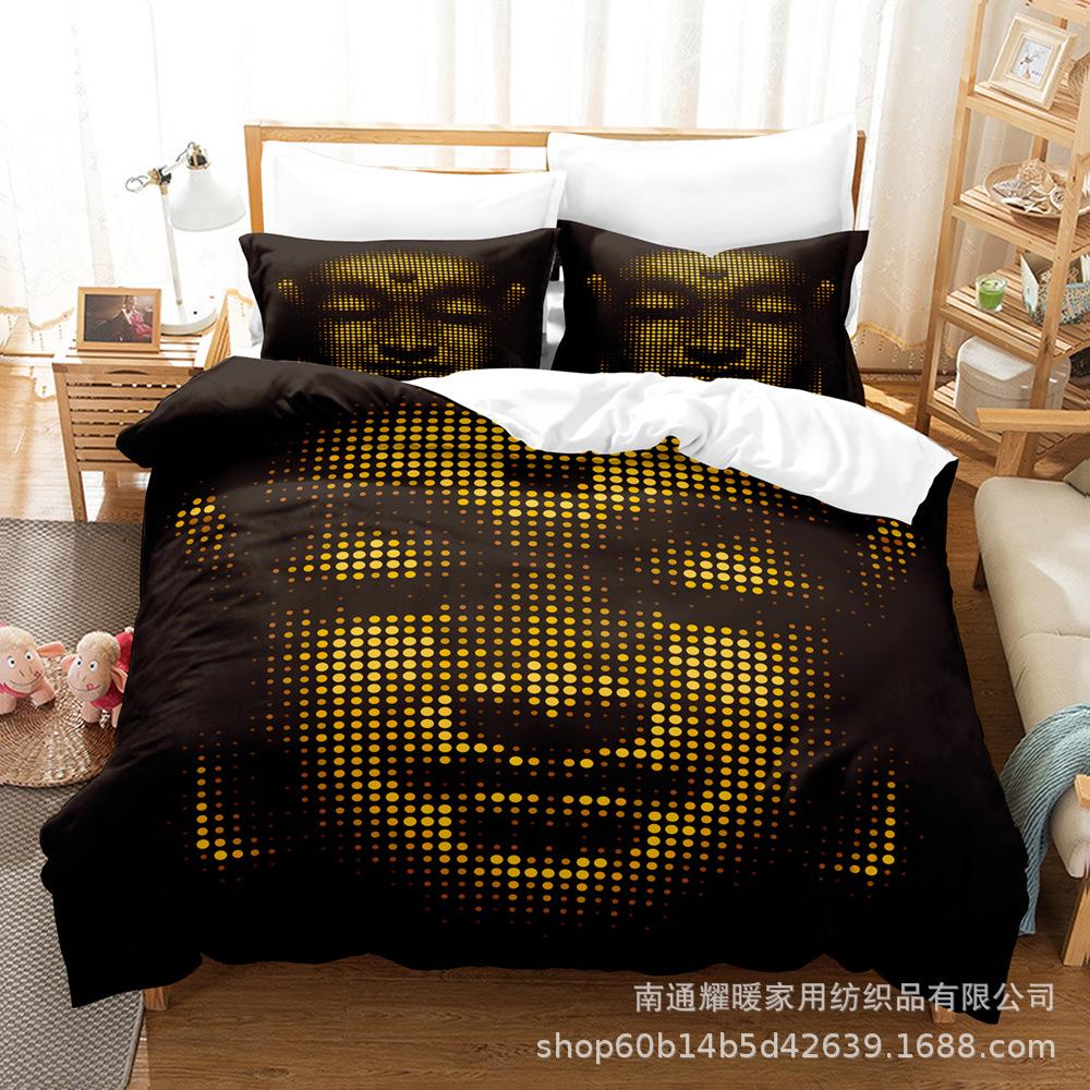 3D Digital Printing Bedding Four-Piece Set Three-Piece Set Buddha Statue Bed Sheet Quilt Pillow