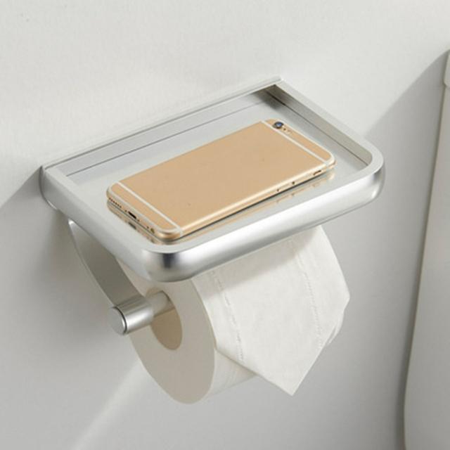 

Настенный держатель для туалетной бумаги, держатель рулона с полкой для хранения телефона, алюминиевая стойка для туалетной бумаги, аксессуары для ванной комнаты серебряный