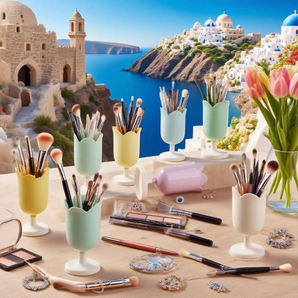 Multi-functional Plastic Pen Holder Tulips Shape Desktop Organizer Storage Bucket Storage Tank Cup School Office