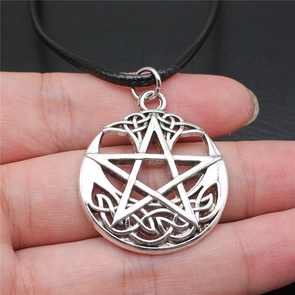 Hexagram Celtic Knot Mystical Amulet Pendant Antique Bronze Metal Couple Choker Necklace Hot Sale