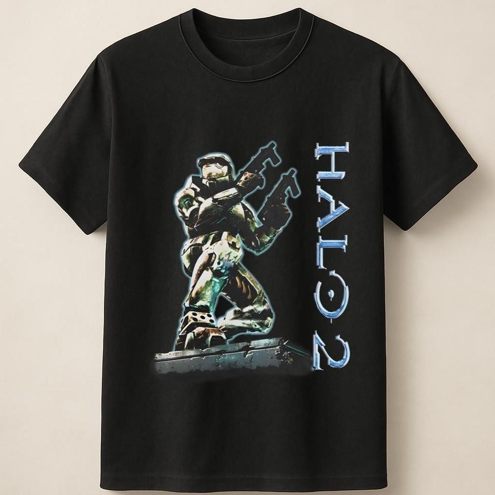 Halo 2 Master Chief Action Pose Sci Fi Gaming Graphic Print Unisex T Shirt Unisex T-Shirt XL
