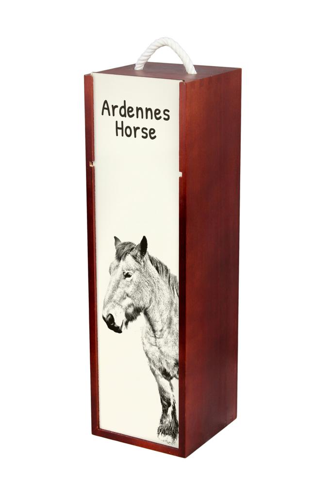 Ardennes Horse - Wine Box with a Horse, Alcohol Box with Graphics, Personalized Gift Box from the Art-Dog Brand