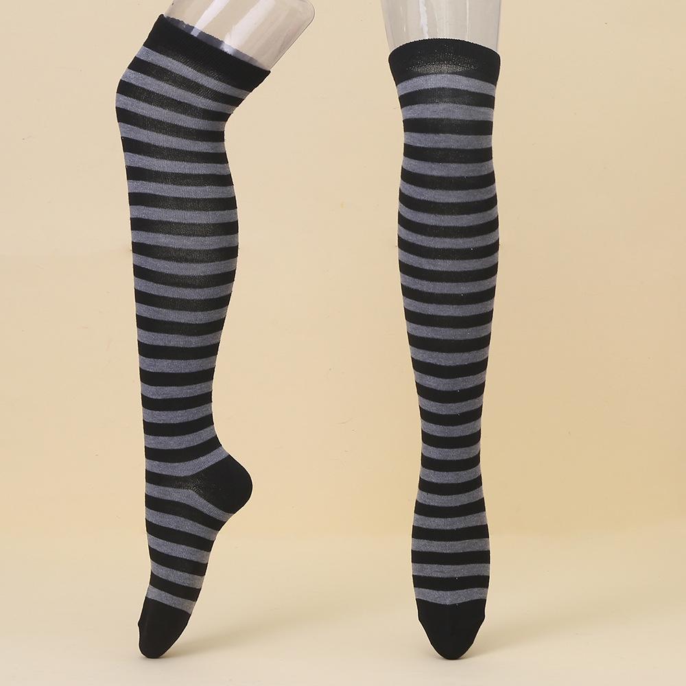 European & American Halloween Christmas Striped Over-the-Knee Socks for Women's Cosplay
