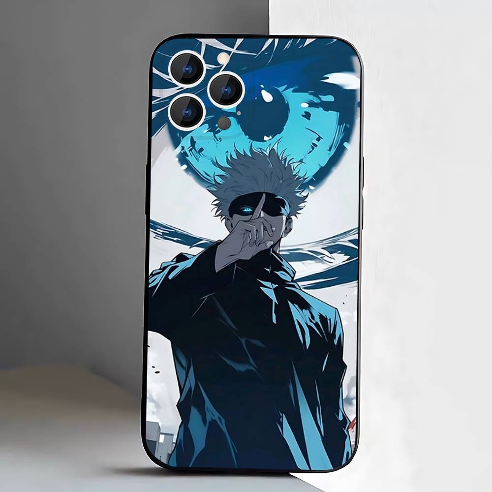 Anime Gojo S-Satoru Handyhülle Für iPhone 17,16,15,14,13,12,Pro,Max,Plus,E,SE4,Air,Mini Schwarze Weiche Box