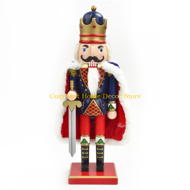 92MF Classical Nutcrackers Soldier Sculpture 38Cm Handmade Wooden Christmas Decoration For Festival Interior Styling