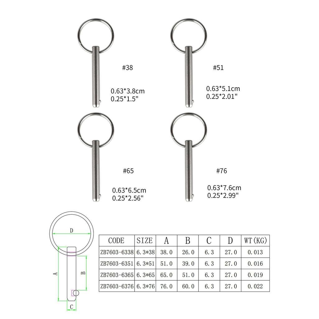 Quick Release Ball Pin for Boat Bimini Top Deck Hinge Marine Stainless Steel 316