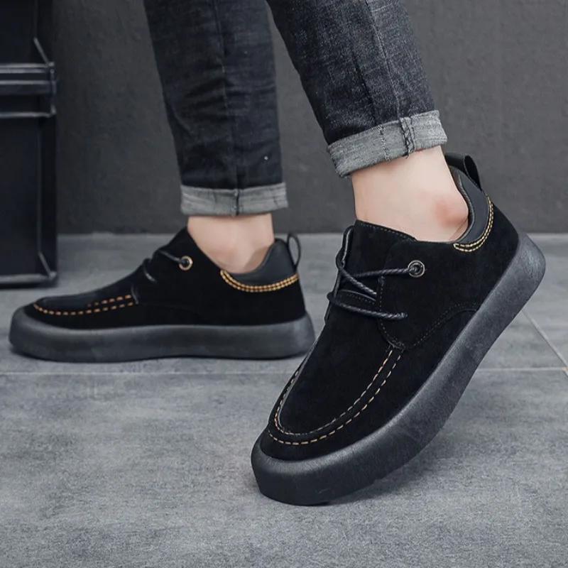Men's Shoes British Style High Quality Retro Casual Shoes Flat Bottom Comfortable Loafers Leisure Business Work Shoes Masculino