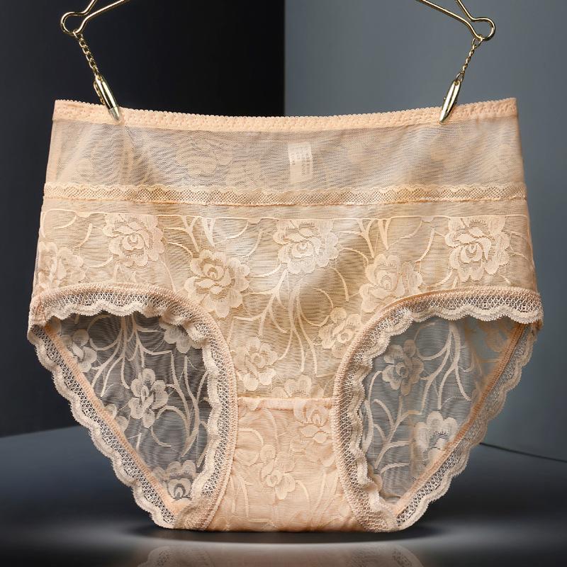 Sexy Lace Traceless Women's Underwear Lifting Hips and High Waist Fat Large Size Briefs Cotton Bottom Crotch