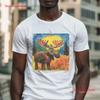 Amusing Moose T Shirt Art Painting Design Animal Cute Lover Casual Wear Wildlife Idea Vintage Washed Comfortable Stylish