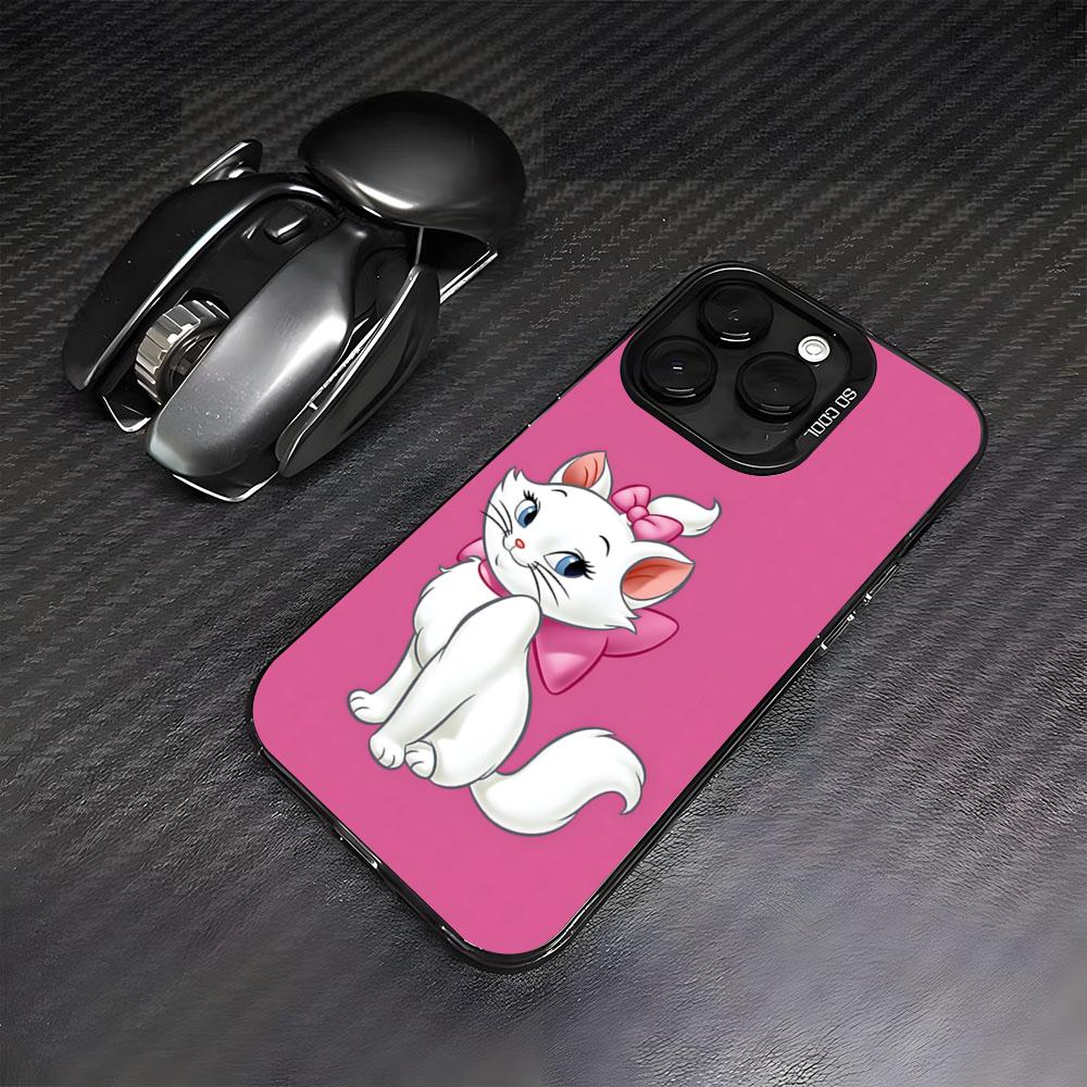 

Cute M-Mary Cat Phone Case For IPhone17 Air 16 15 14 Plus 13 12 11 Pro 7 8 XS Max XR Silver Black Bumper Case iPhone 13ProMax