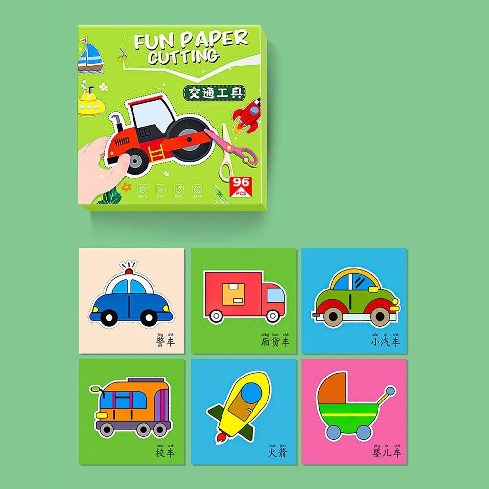 96PCS/Set Cut Paper Craft Toys Multicolor Preschool Cutting Practice Paper Art Toys  Kids Gifts