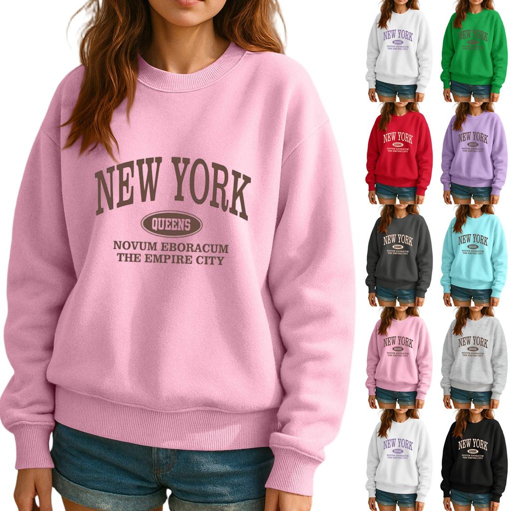 Hanorac cu gât rotund pentru femei Toamnă Hanorace grafice Vacanță Mânecă lungă Umeri căzuți Pulover