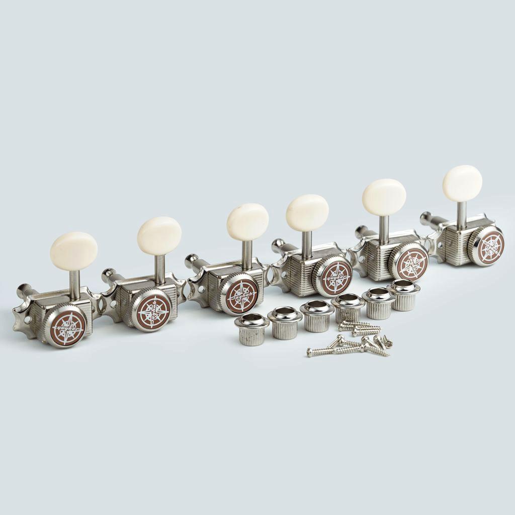 1 sada 3R3L Guyker Krémová rukojeť Zamykací ladicí mechaniky Vintage ladicí mechaniky Chrom gray