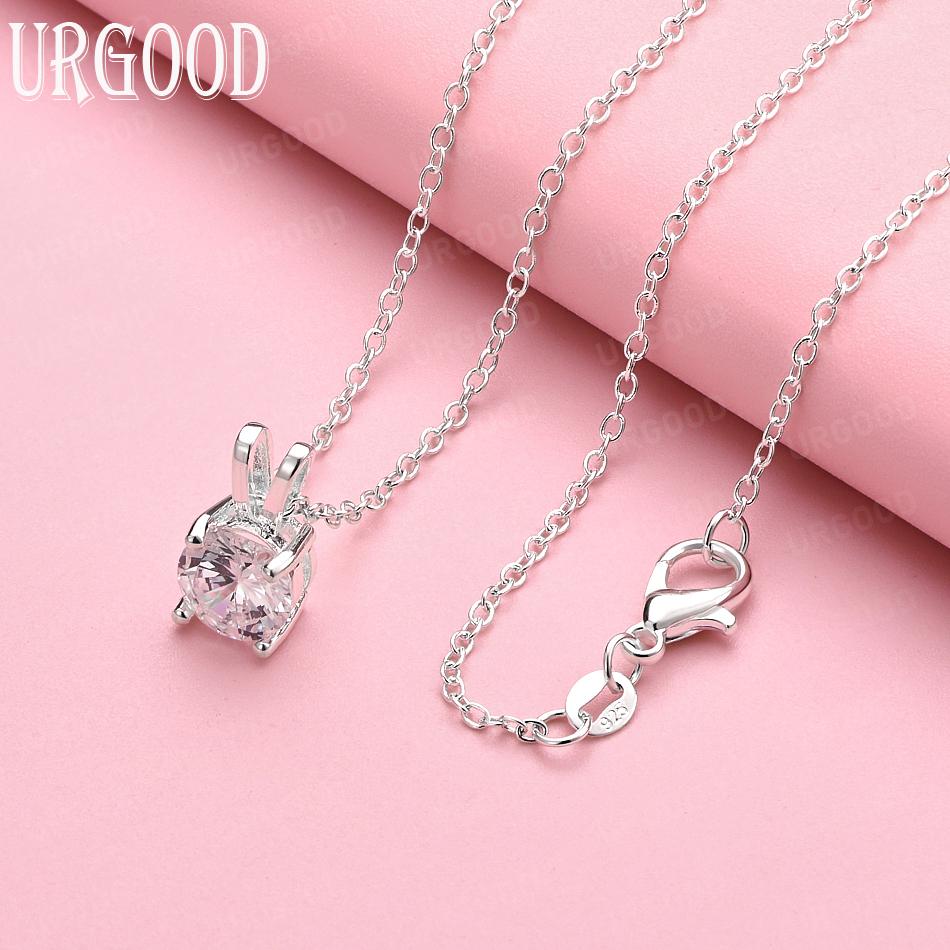 

925 Sterling Silver AAA Zircon Fashion Necklace Wedding Jewelry 45cm