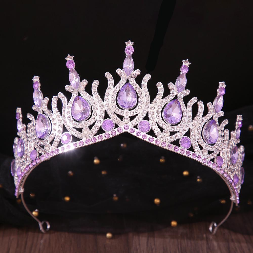 DIEZI 19 Colors Baroque Opal Crystal Tiara Crown For Women Girls Wedding Party Elegant Luxury Rhinestone Crown Hair Jewelry