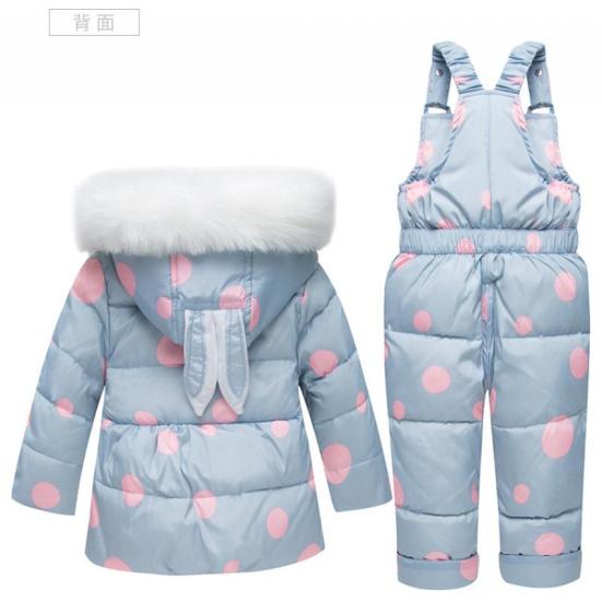 

YOUI-GIFTS Детский зимний комбинезон для девочек, куртка-пуховик с капюшоном для малышей + снежные штаны, детский лыжный комплект из 2 предметов, розовый, 18-24 месяца 90 cm серый