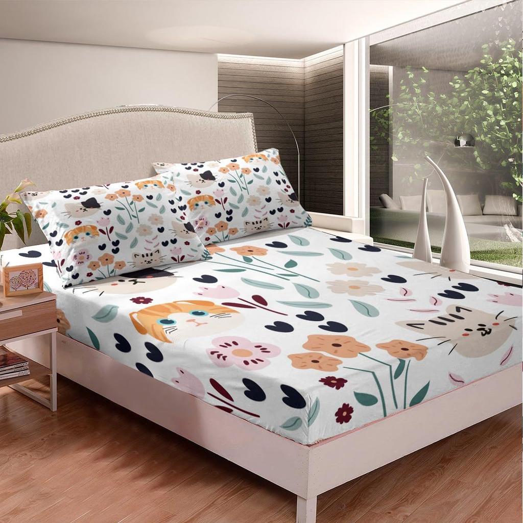 Cute cartoon animal pattern bed hat four-piece bedding set bedroom dormitory bedding decoration