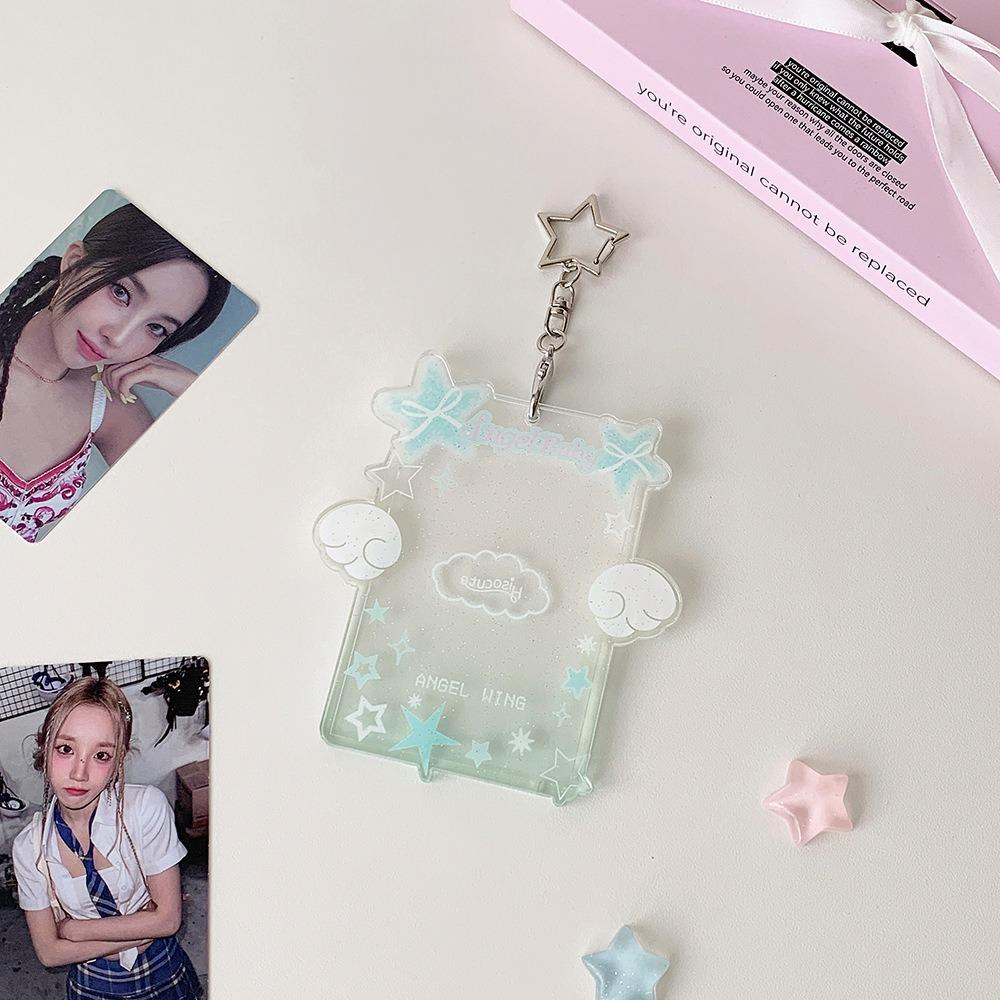 New Acrylic Card Holder Transparent With Keychain Card Case ID Card Holders синий