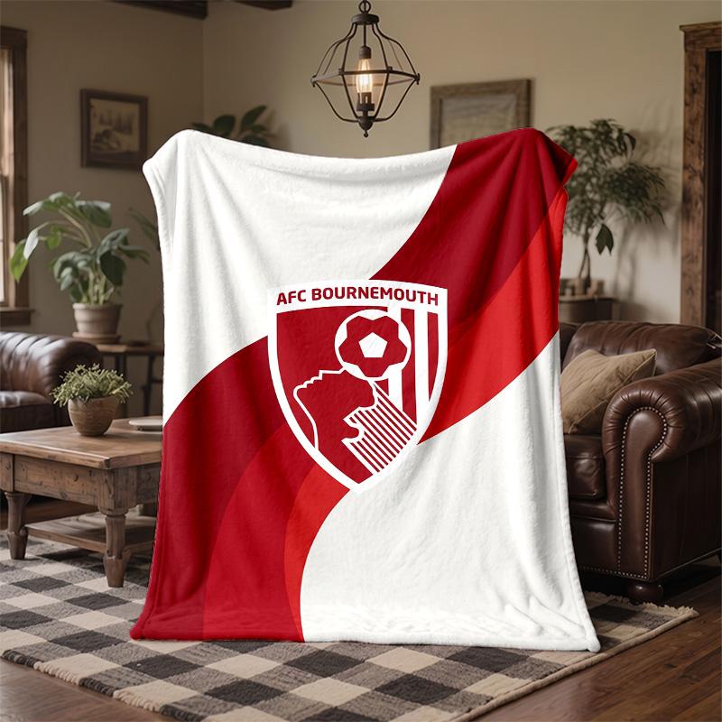 Bournemouth Football Print Flannel Blanket Soft Warm Sofa Bed Throw Blanket For Home Office Bedroom