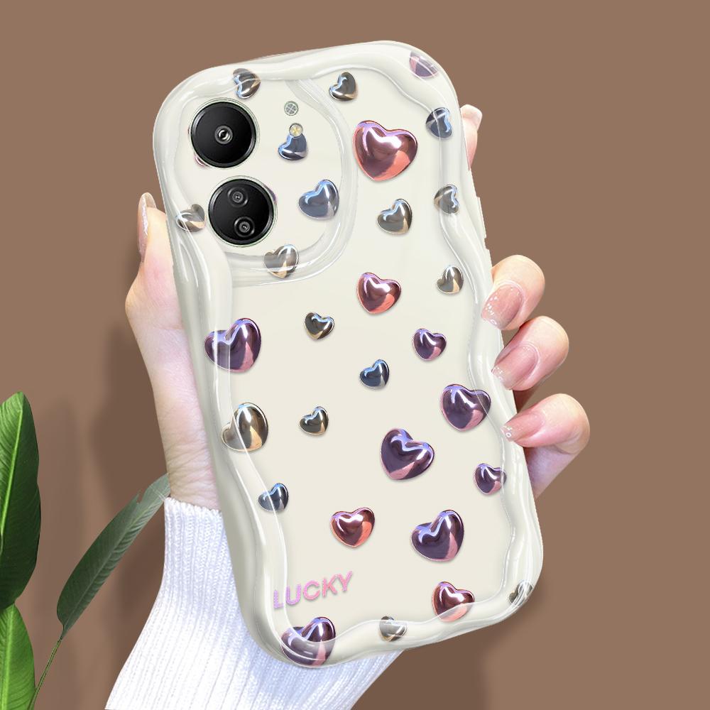 Cute Cartoon Pattern Cream Texture Casing Wavy Edge Soft Silicone Cover Phone Case for Xiaomi Redmi