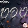 WOSTU 925 Sterling Silver Punk Skull Hand Open Ring With Rainbow Heart Crystal Vinage Gothic Skeleton Rings Halloween Gift