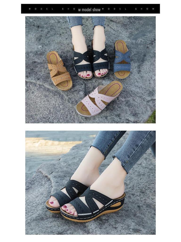Sommer Europäischer & Amerikanischer Stil Übergröße Zehenfrei Dicksohlige Damen Sandalen