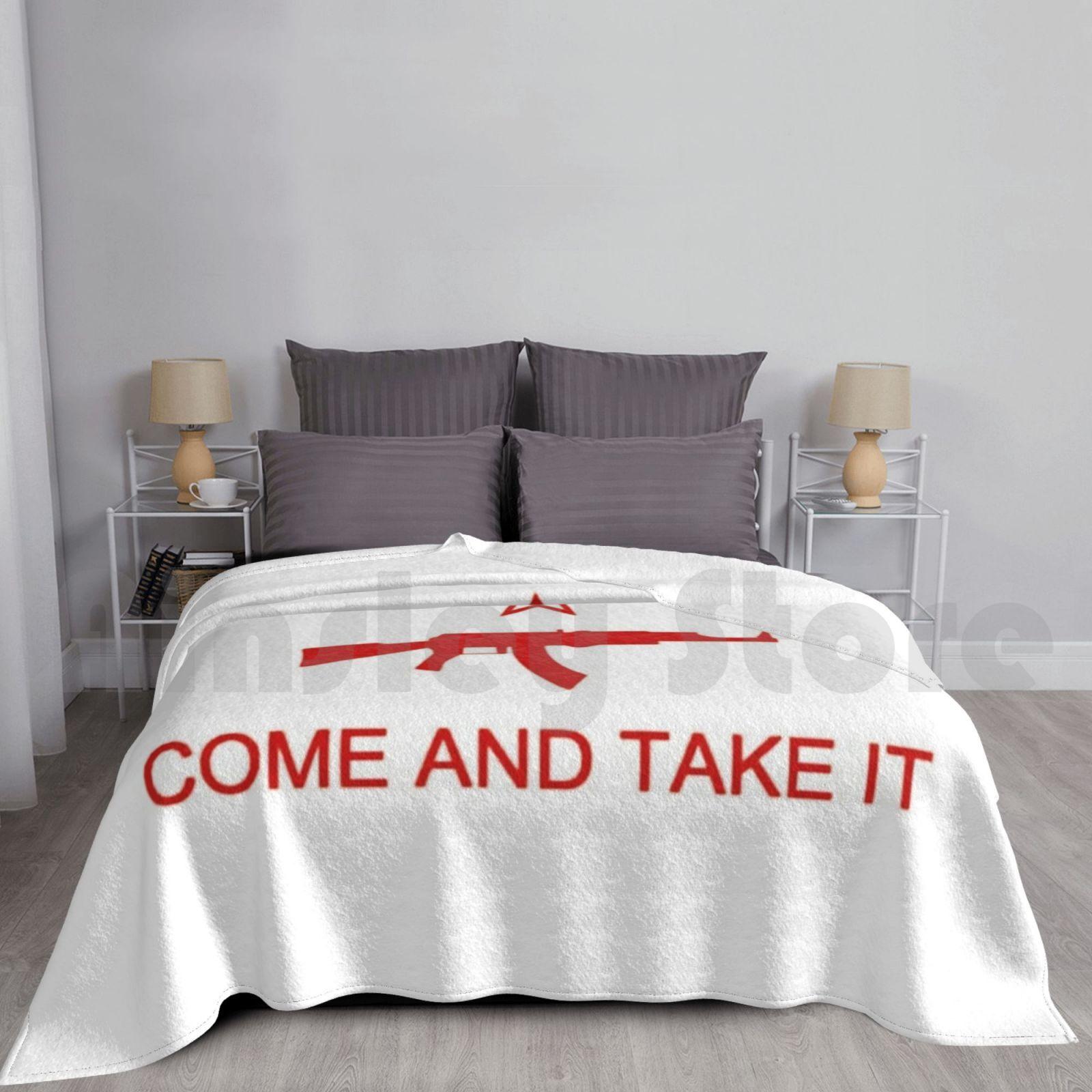 Come And Take It Ak47 Red Blanket For Sofa Bed Travel Come And Take It Come Take Ak47 Avtomat Kalashnikova Ak 47 Size: 75*100cm, Weight: 230 GSM