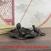 Copper Lotus Leaf Frog Incense Holder Decoration for Living and Study Room