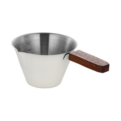 Edelstahl Espresso Messbecher Klare Kapazitätsmarkierungen Verdickter Holzgriff Espresso Extraktionstasse Leicht Abzulesen