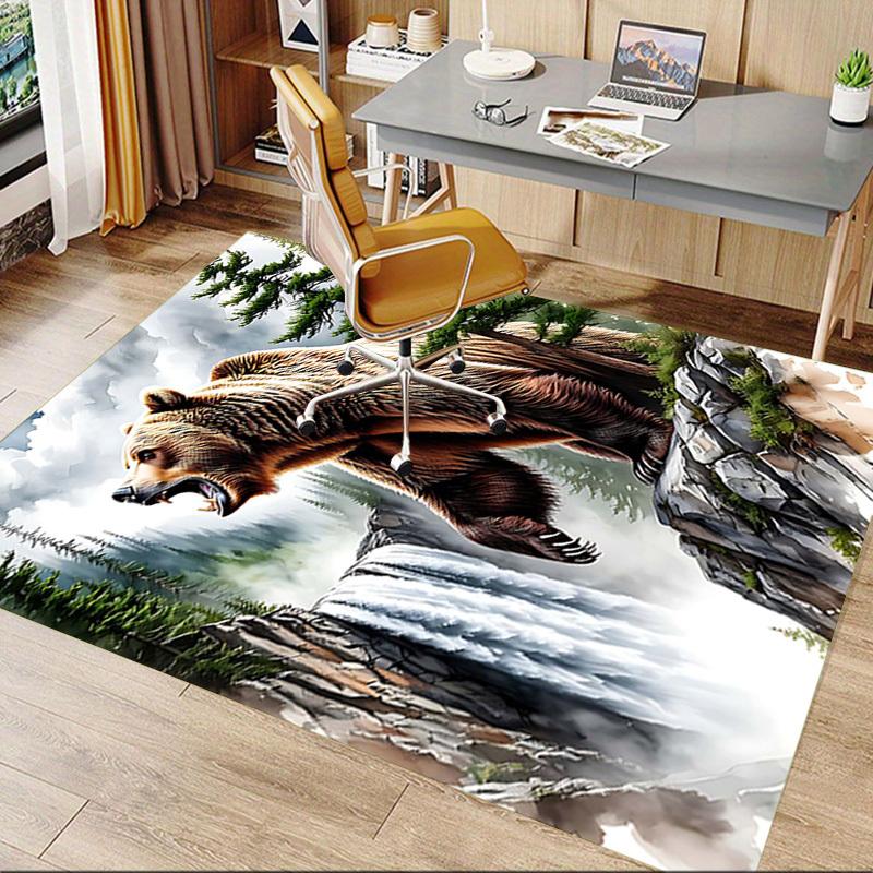 1PC Nature, Bear Non-Slip Floor Carpet Compatible for Office&Living Room&Dining room - Flat-Weave Machine- Soft & Pattern-E232