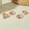 4 pcs Crystal Rhinestone Flower Rings Simple Finger Jewelry Sweet Opening Finger Ring  Gifts