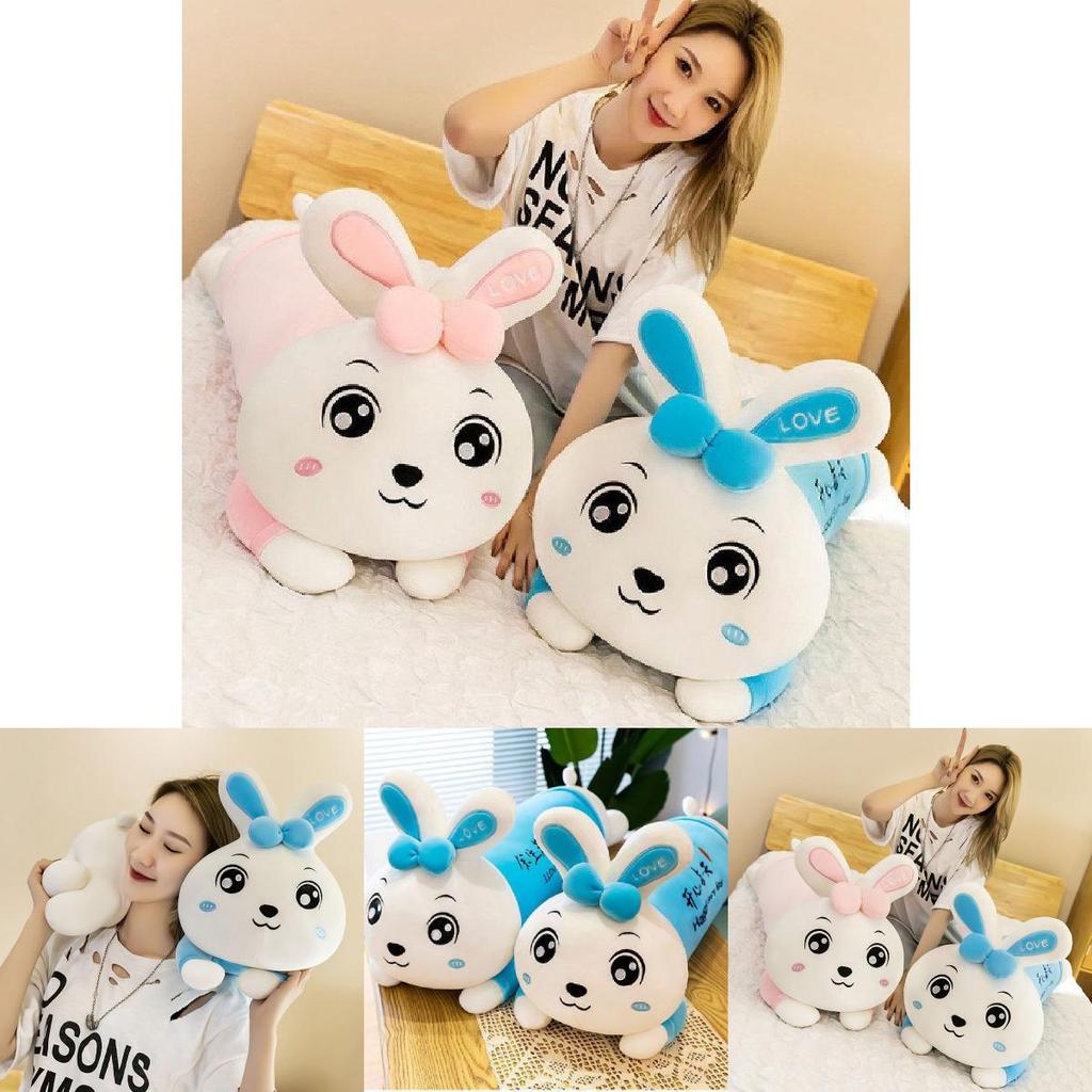 Adorable Rabbit Plush Long Pillow Soft Toy Ideal Gift For Girls In Pink And Blue Colors