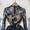 Abito in maglia sottile stampato in velluto sexy francese per le donne Abiti lunghi da banchetto a sirena in rete con maniche svasate eleganti estive