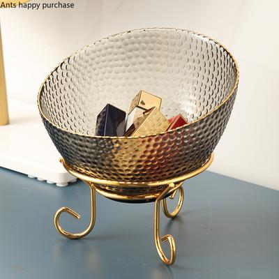 Glass Bowl Translucent Fruit Tray Desktop Storage Box Fruit Salad Bowl Home Decorative Plate Dessert Plate Snack Plates Dishes