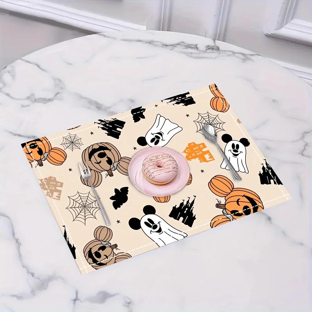 1PC Halloween Pumpkin Mouse Linen Meal Mat Set Machine Heat-resistant Very Suitable for Table Protection and Tabletop Non Slip