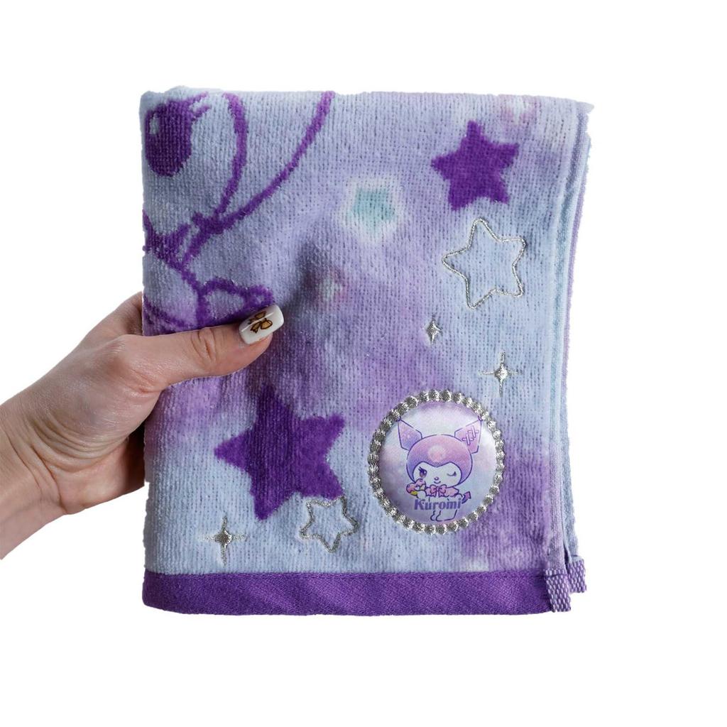 Marushin Face Sanrio Kuromi Antibacterial and Perfect as a Gift for 3725008400 Towel, "Yumekira Kuromi" (Dreamy Kuromi), 100% Cotton, Deodorizing,