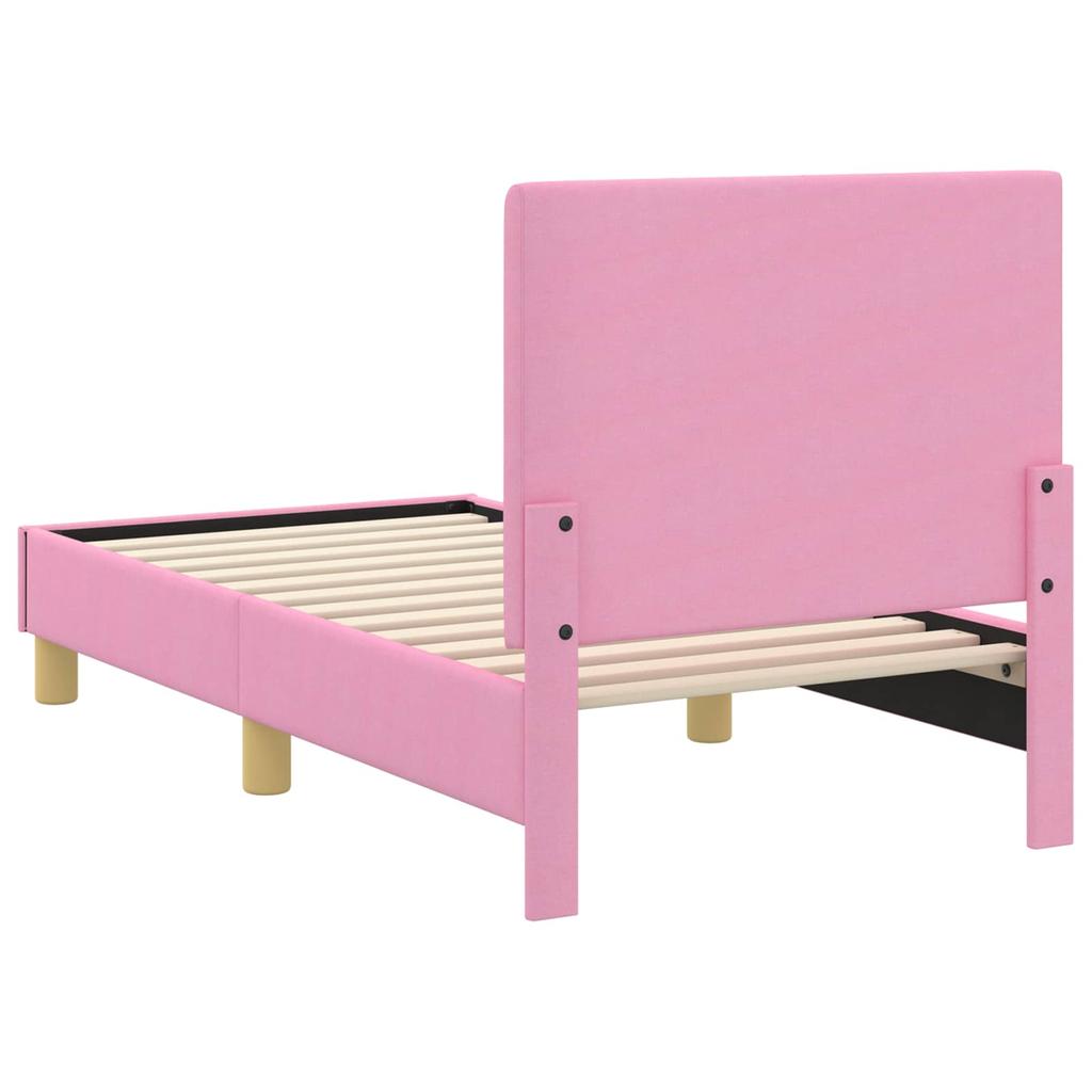 Kids Bed Frame with Headboard Pink 70 X 140 Cm Fabric