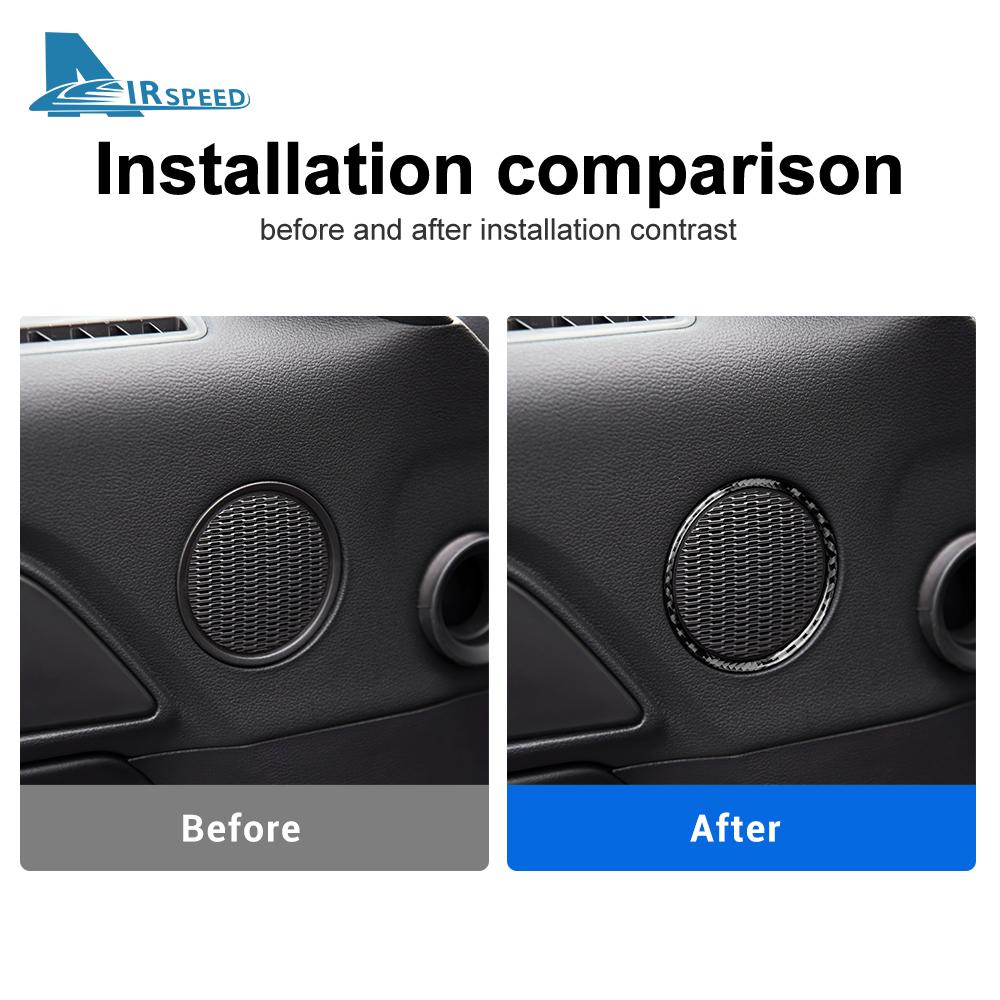 Real Soft Carbon Fiber Sticker For Mustang 2015 2016 2017 2018 2019 2020 2025 2025 2025 Car Door Audio Trim Ring Interior Trim