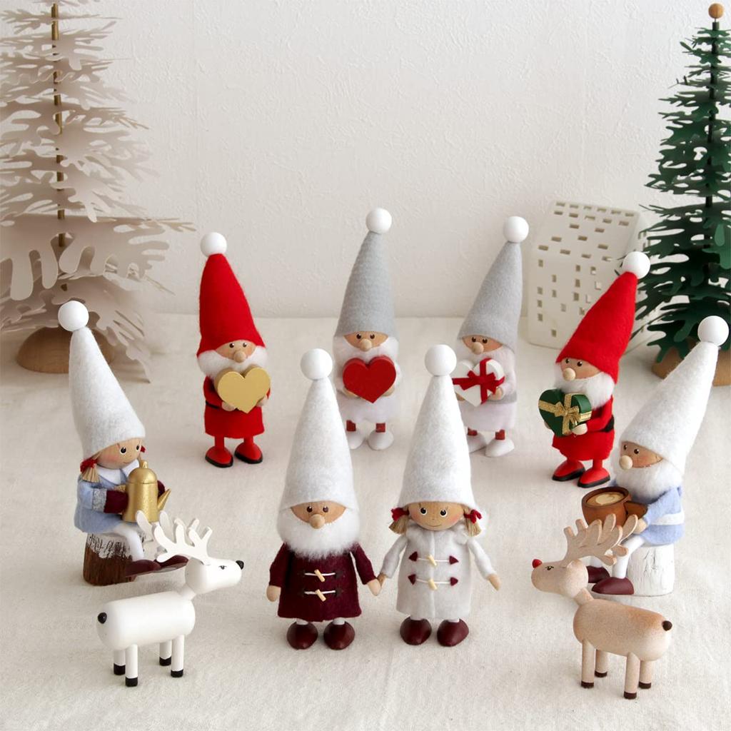 Nordica Nisse Christmas Wooden Doll Heartful Santa Silent Night White X Red