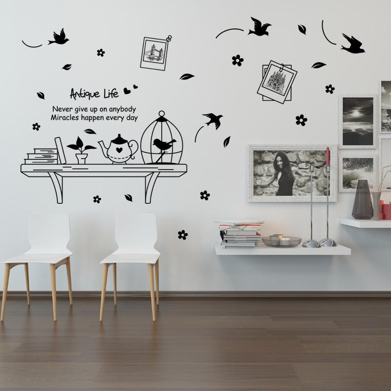 XL8199 retro European hanging table third generation removable wall sticker PVC transparent film